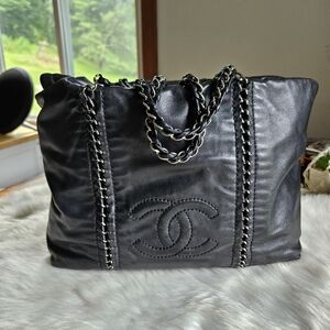 Chanel east west lambskin CC charm hobo